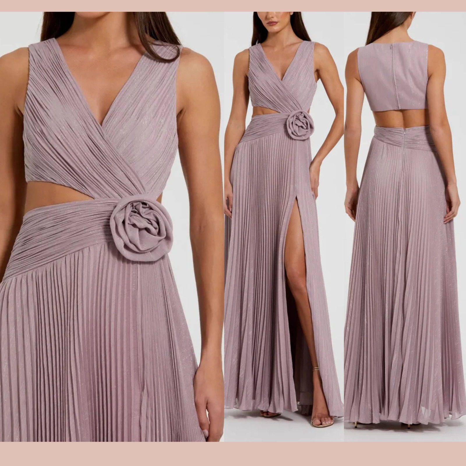 Nwt Mac Duggal [ 2 ] 49938 Ruched Chiffon Sleeveless Gown 3d Flower Mauve #S2007